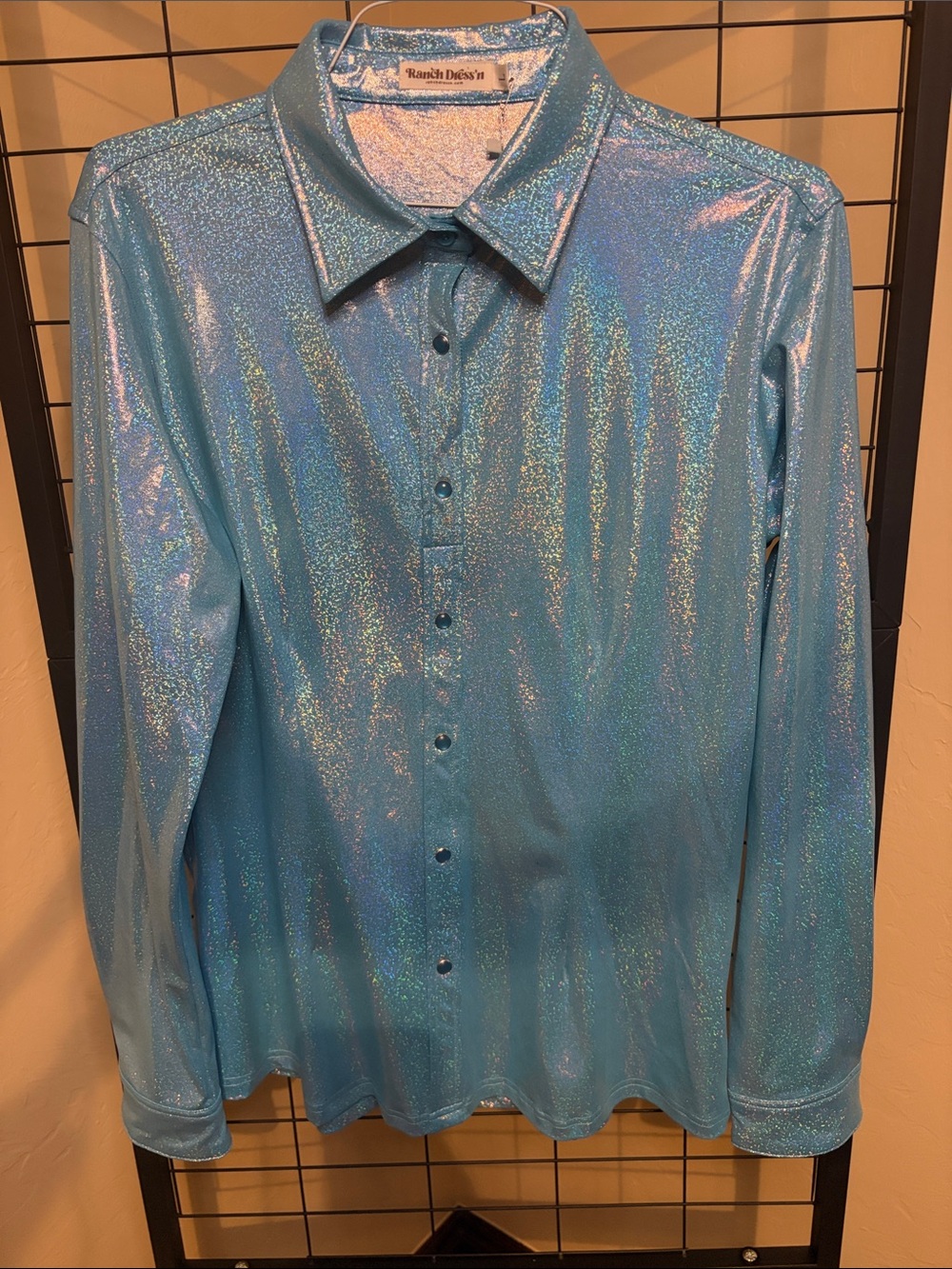 NWT Ranch Dress’n metallic sparkling  kind of a turquoise blue.